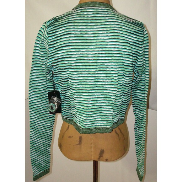 New NWT Womens Worth New York Designer Cardigan Sweater XS Green Blue White Blac - Picture 2 of 10